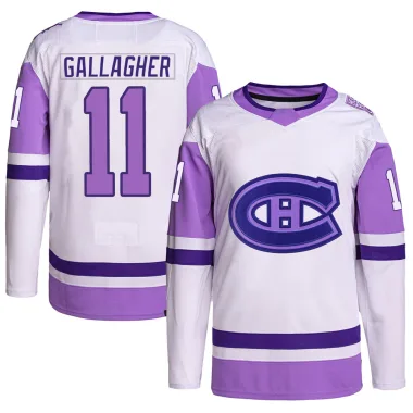 Authentic Brendan Gallagher White/Purple Montreal Canadiens Hockey Fights Cancer Primegreen Jersey - Youth