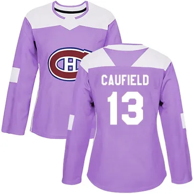 Authentic Cole Caufield Purple Montreal Canadiens Fights Cancer Practice Jersey - Women's