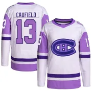Authentic Cole Caufield White/Purple Montreal Canadiens Hockey Fights Cancer Primegreen Jersey - Men's