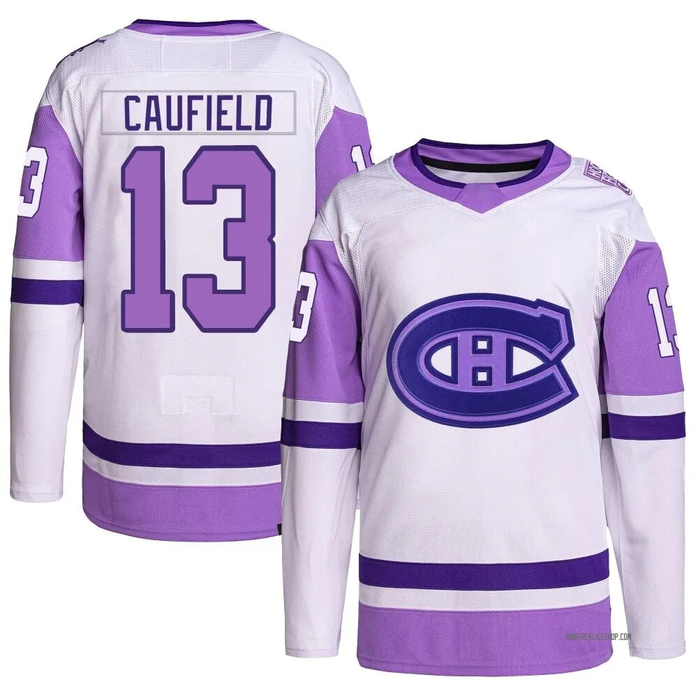 Authentic Cole Caufield White/Purple Montreal Canadiens Hockey Fights Cancer Primegreen Jersey - Youth