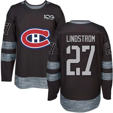 Authentic Gustav Lindstrom Black Montreal Canadiens 1917-2017 100th Anniversary Jersey - Men's