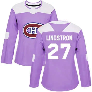 Authentic Gustav Lindstrom Purple Montreal Canadiens Fights Cancer Practice Jersey - Women's