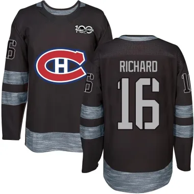 Authentic Henri Richard Black Montreal Canadiens 1917-2017 100th Anniversary Jersey - Men's