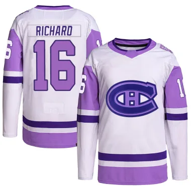 Authentic Henri Richard White/Purple Montreal Canadiens Hockey Fights Cancer Primegreen Jersey - Men's
