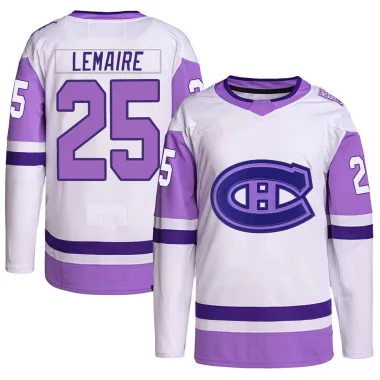 Authentic Jacques Lemaire White/Purple Montreal Canadiens Hockey Fights Cancer Primegreen Jersey - Youth