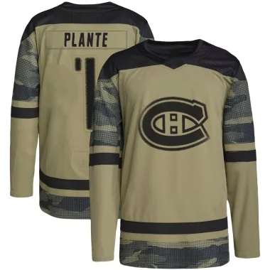 Authentic Jacques Plante Camo Montreal Canadiens Military Appreciation Practice Jersey - Men's