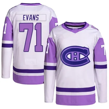 Authentic Jake Evans White/Purple Montreal Canadiens Hockey Fights Cancer Primegreen Jersey - Youth