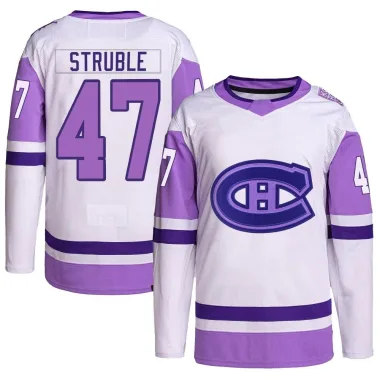 Authentic Jayden Struble White/Purple Montreal Canadiens Hockey Fights Cancer Primegreen Jersey - Youth