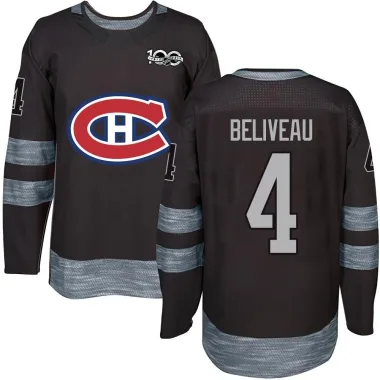 Authentic Jean Beliveau Black Montreal Canadiens 1917-2017 100th Anniversary Jersey - Youth