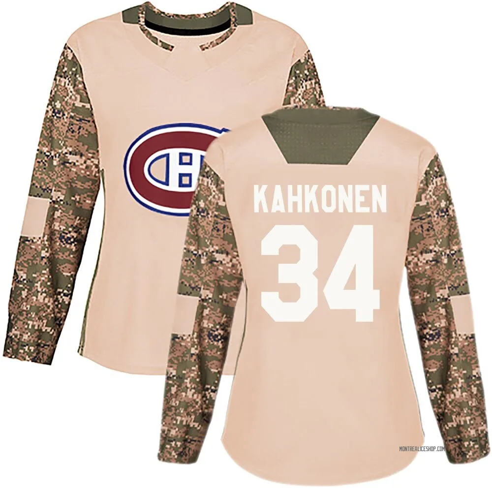 Authentic Kaapo Kahkonen Camo Montreal Canadiens Veterans Day Practice Jersey - Women's