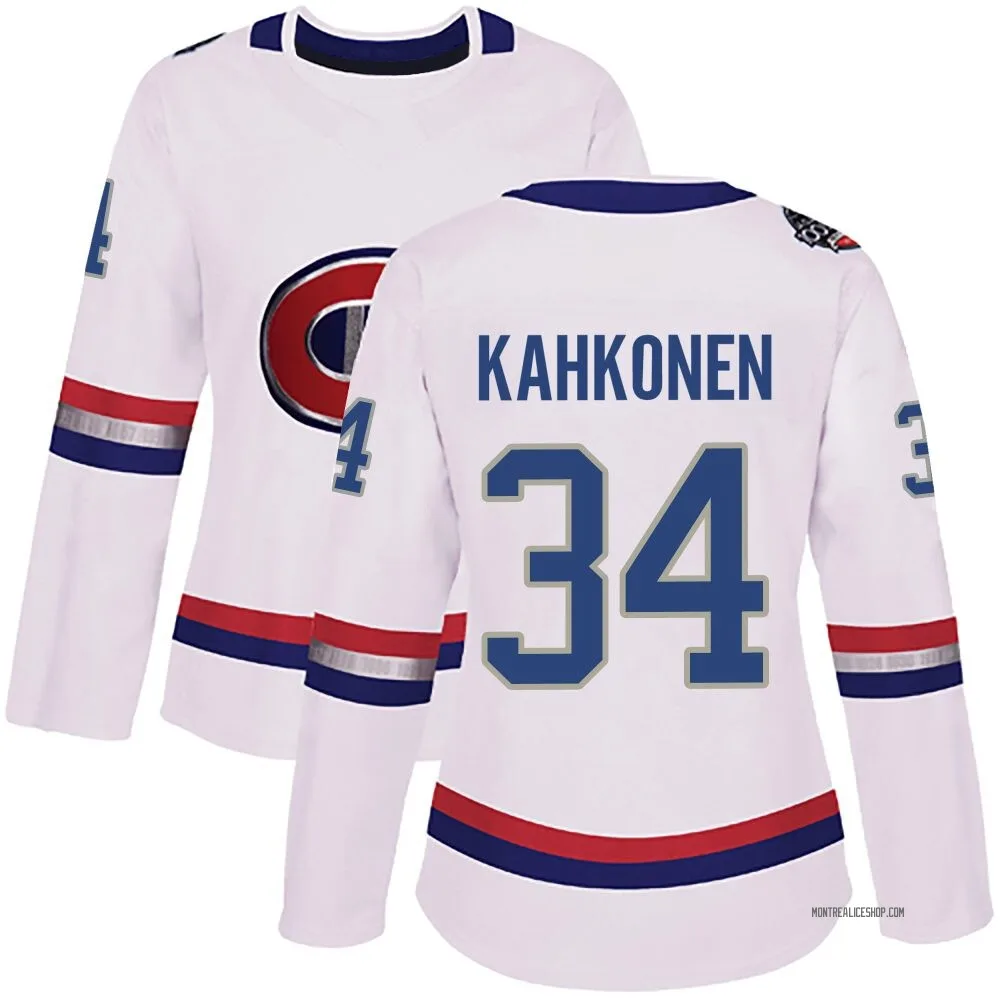 Authentic Kaapo Kahkonen White Montreal Canadiens 2017 100 Classic Jersey - Women's