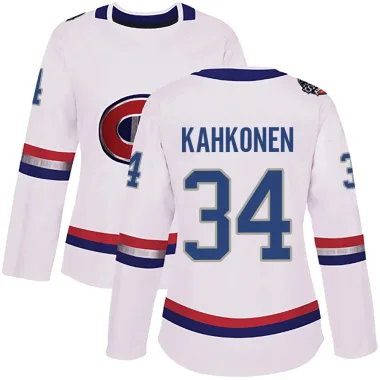 Authentic Kaapo Kahkonen White Montreal Canadiens 2017 100 Classic Jersey - Women's