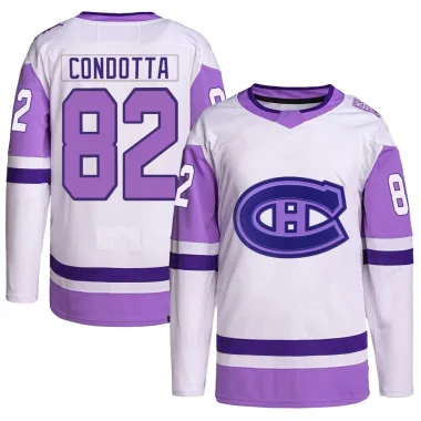 Authentic Lucas Condotta White/Purple Montreal Canadiens Hockey Fights Cancer Primegreen Jersey - Youth