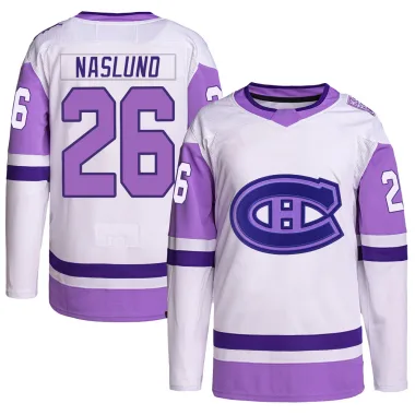 Authentic Mats Naslund White/Purple Montreal Canadiens Hockey Fights Cancer Primegreen Jersey - Men's