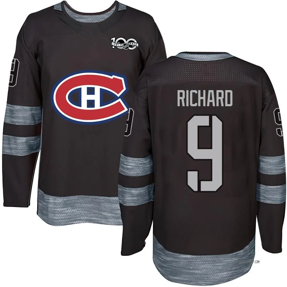 Authentic Maurice Richard Black Montreal Canadiens 1917-2017 100th Anniversary Jersey - Youth