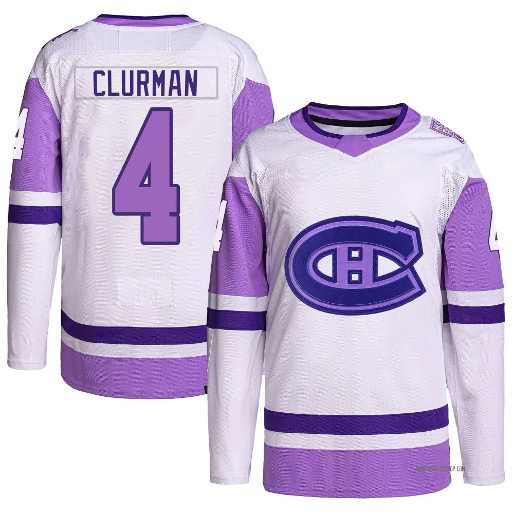 Authentic Nathan Clurman White/Purple Montreal Canadiens Hockey Fights Cancer Primegreen Jersey - Youth