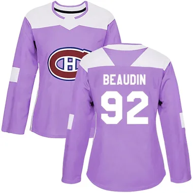 Authentic Nicolas Beaudin Purple Montreal Canadiens Fights Cancer Practice Jersey - Women's