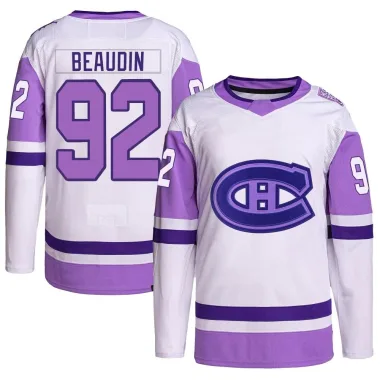 Authentic Nicolas Beaudin White/Purple Montreal Canadiens Hockey Fights Cancer Primegreen Jersey - Youth