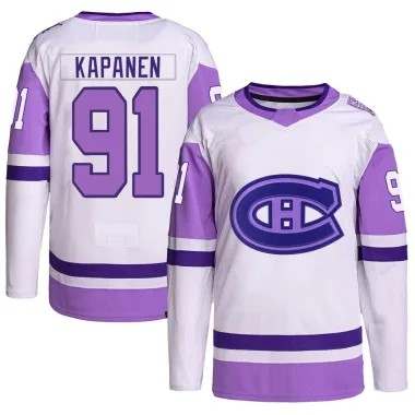 Authentic Oliver Kapanen White/Purple Montreal Canadiens Hockey Fights Cancer Primegreen Jersey - Men's
