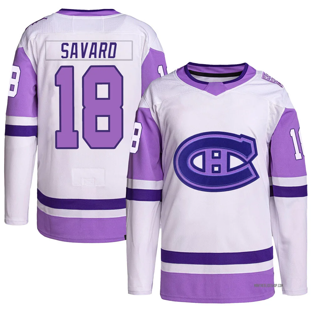 Authentic Serge Savard White/Purple Montreal Canadiens Hockey Fights Cancer Primegreen Jersey - Youth
