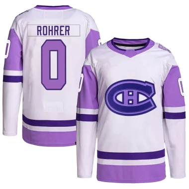 Authentic Vinzenz Rohrer White/Purple Montreal Canadiens Hockey Fights Cancer Primegreen Jersey - Men's