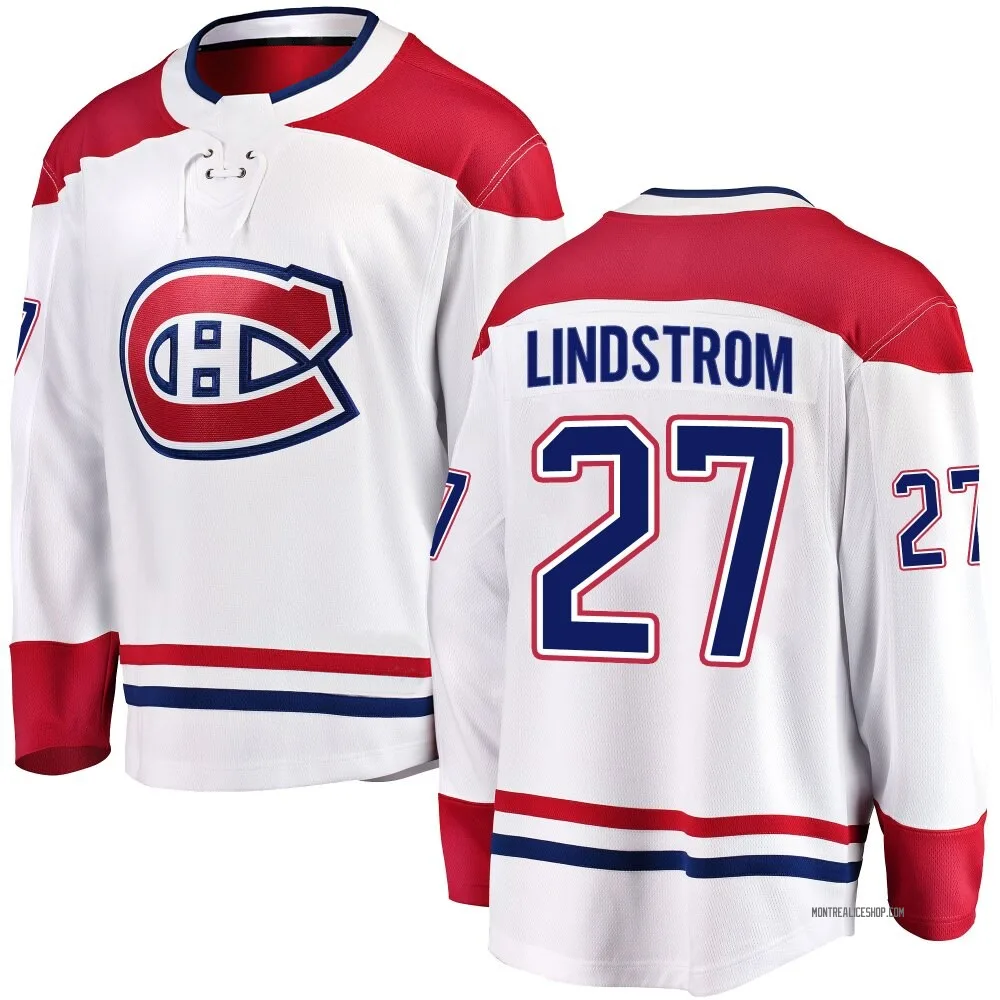 Breakaway Gustav Lindstrom White Montreal Canadiens Away Jersey - Men's