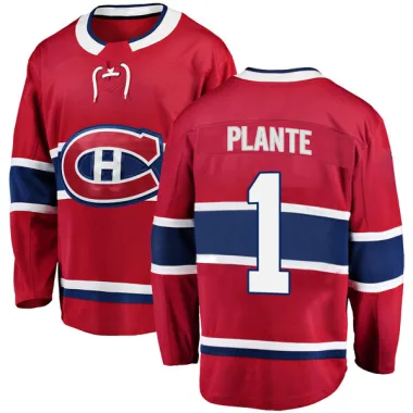 Breakaway Jacques Plante Red Montreal Canadiens Home Jersey - Men's