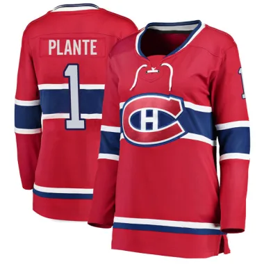 Breakaway Jacques Plante Red Montreal Canadiens Home Jersey - Women's
