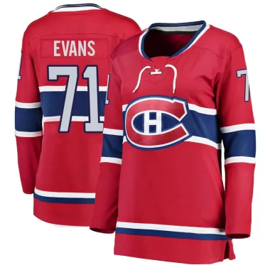 Breakaway Jake Evans Red Montreal Canadiens Home Jersey - Women's