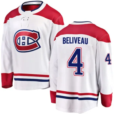 Breakaway Jean Beliveau White Montreal Canadiens Away Jersey - Men's