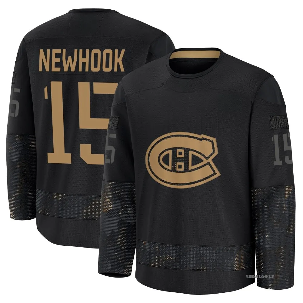 Premium Alex Newhook Black Montreal Canadiens 2024 Military Appreciation Practice Jersey - Men's