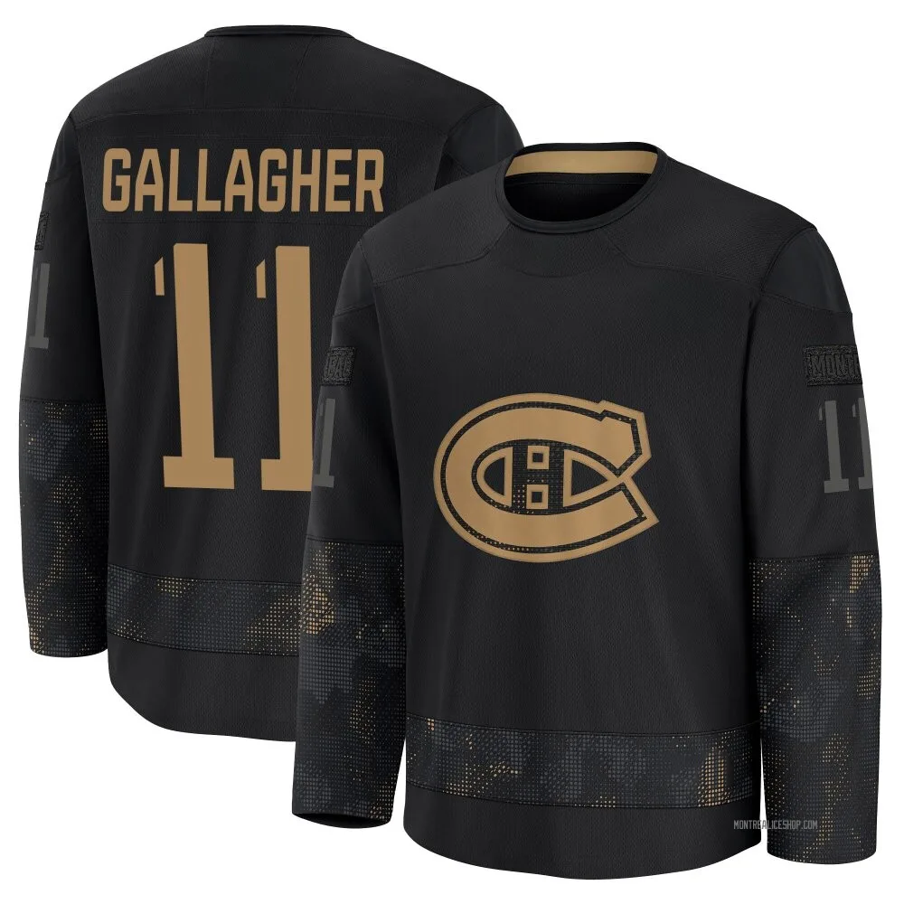 Premium Brendan Gallagher Black Montreal Canadiens 2024 Military Appreciation Practice Jersey - Men's