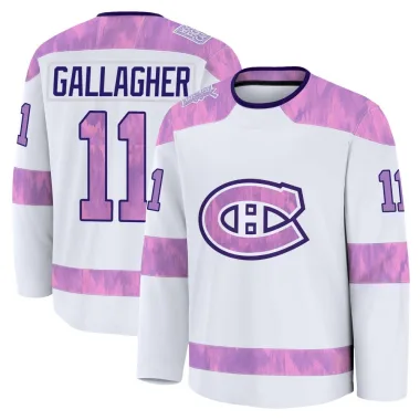 Premium Brendan Gallagher White Montreal Canadiens 2024 Hockey Fights Cancer Practice Jersey - Men's