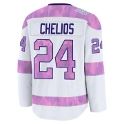 Premium Chris Chelios White Montreal Canadiens 2024 Hockey Fights Cancer Practice Jersey - Youth