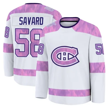 Premium David Savard White Montreal Canadiens 2024 Hockey Fights Cancer Practice Jersey - Youth