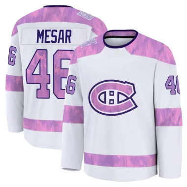 Premium Filip Mesar White Montreal Canadiens 2024 Hockey Fights Cancer Practice Jersey - Youth