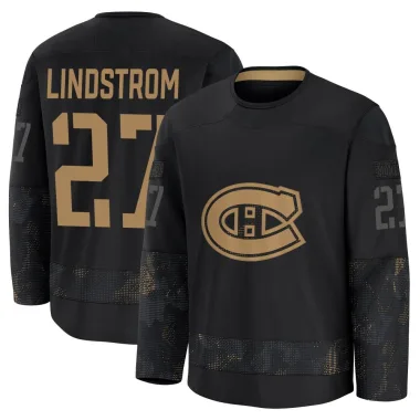 Premium Gustav Lindstrom Black Montreal Canadiens 2024 Military Appreciation Practice Jersey - Men's