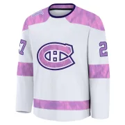 Premium Gustav Lindstrom White Montreal Canadiens 2024 Hockey Fights Cancer Practice Jersey - Men's