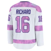 Premium Henri Richard White Montreal Canadiens 2024 Hockey Fights Cancer Practice Jersey - Men's