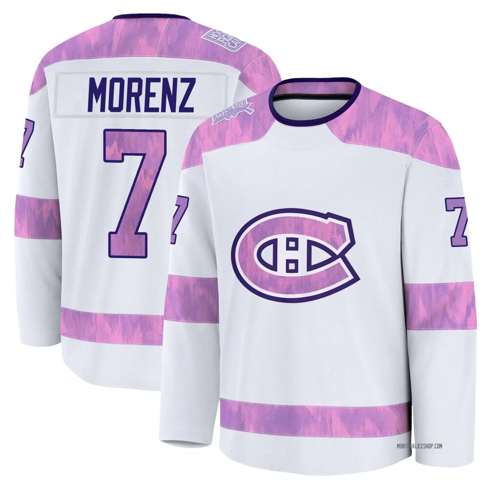 Premium Howie Morenz White Montreal Canadiens 2024 Hockey Fights Cancer Practice Jersey - Youth