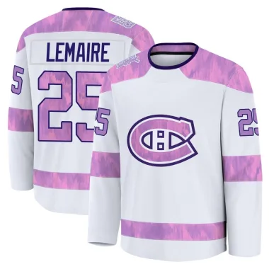 Premium Jacques Lemaire White Montreal Canadiens 2024 Hockey Fights Cancer Practice Jersey - Youth