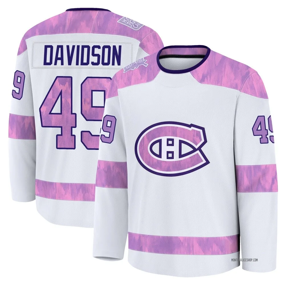 Premium Jared Davidson White Montreal Canadiens 2024 Hockey Fights Cancer Practice Jersey - Men's