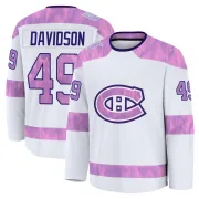 Premium Jared Davidson White Montreal Canadiens 2024 Hockey Fights Cancer Practice Jersey - Men's