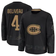 Premium Jean Beliveau Black Montreal Canadiens 2024 Military Appreciation Practice Jersey - Youth