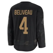 Premium Jean Beliveau Black Montreal Canadiens 2024 Military Appreciation Practice Jersey - Youth