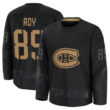 Premium Joshua Roy Black Montreal Canadiens 2024 Military Appreciation Practice Jersey - Youth
