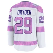 Premium Ken Dryden White Montreal Canadiens 2024 Hockey Fights Cancer Practice Jersey - Youth