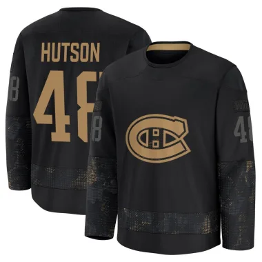 Premium Lane Hutson Black Montreal Canadiens 2024 Military Appreciation Practice Jersey - Men's