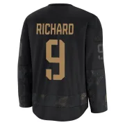 Premium Maurice Richard Black Montreal Canadiens 2024 Military Appreciation Practice Jersey - Men's