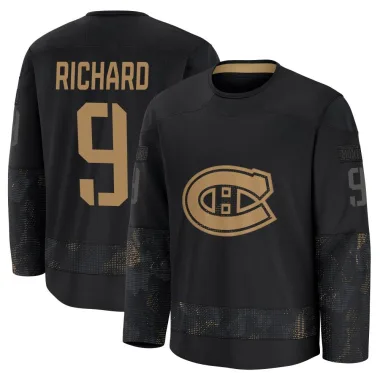 Premium Maurice Richard Black Montreal Canadiens 2024 Military Appreciation Practice Jersey - Men's
